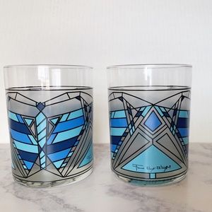 Frank Lloyd Wright Blue Butterfly Tumbler Glasses (set of 2)